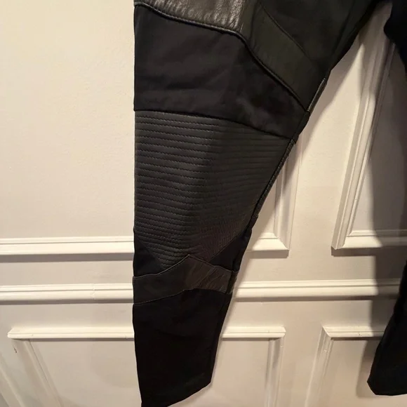 DIESEL Black Moto Biker Jeans Pants w/ Lambskin Leather Panels (Size 33x29)